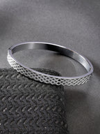 NVR Men's Set of 2 Rhodium-Plated Stainless Steel Kada Bracelet