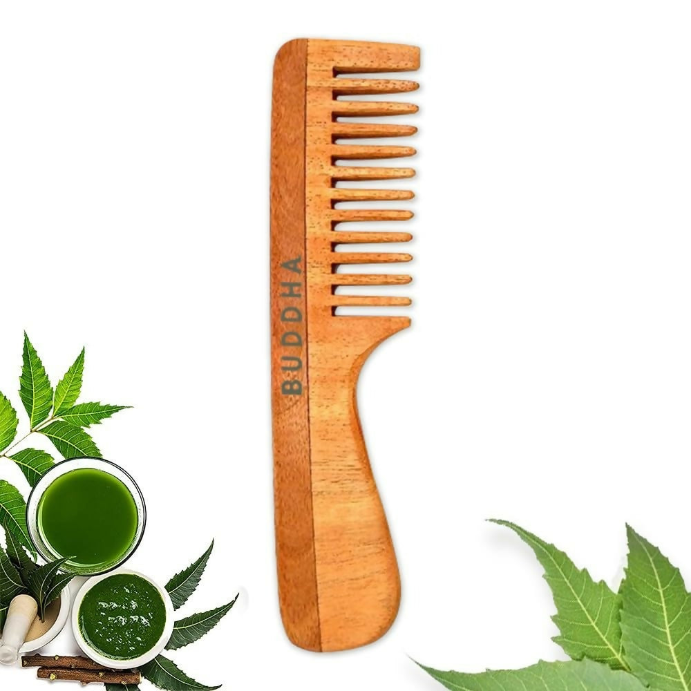 Buddha Natural Baby Comb with Handle - Kacchi Neem Wood | Grab2Buy