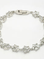 NVR Women's Silver-Toned Cubic Zirconia Link Bracelet | Grab2Buy