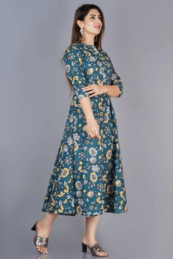Vamika Cotton Sea Green Party Wear Kurti | Grab2Buy