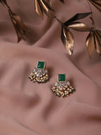 Diamond & Semi Precious Stone Green Earrings- Ruby Raang | Grab2Buy