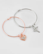 VOJ Stainless Steel Beads Gold-Polished Bracelet Set (Pack of 2)