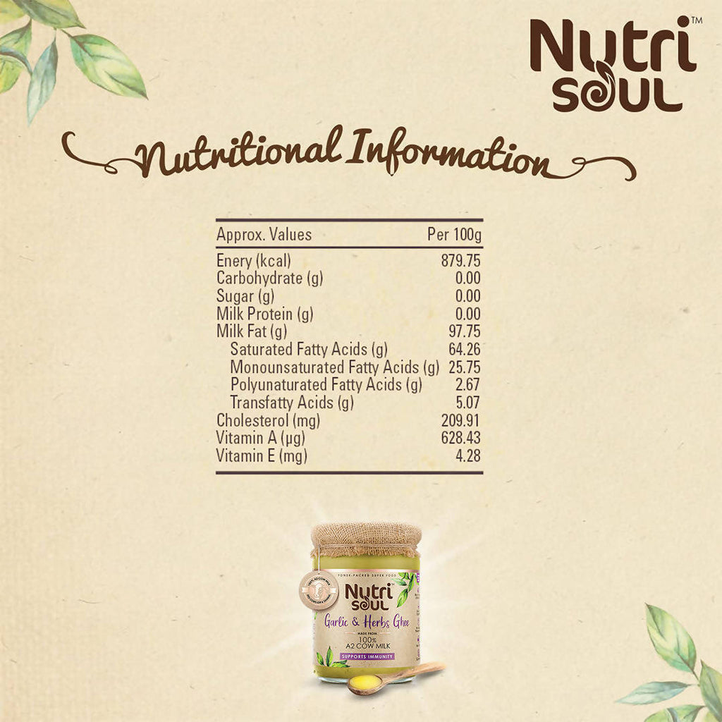 Nutrisoul Garlic & Herbs Ghee | Rich in Antioxidants | Pure Ghee Supports Immunity & Health | Grab2Buy