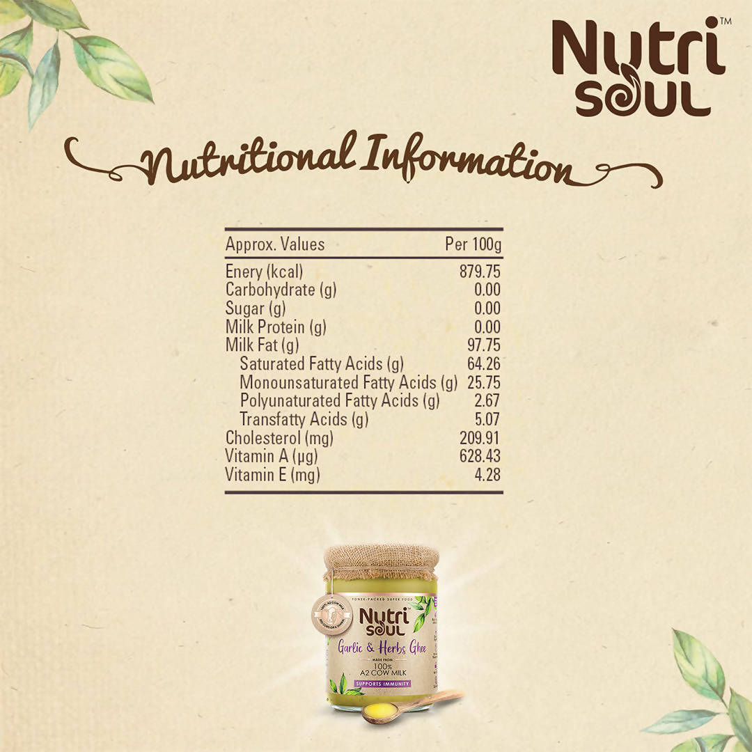 Nutrisoul Garlic & Herbs Ghee | Rich in Antioxidants | Pure Ghee Supports Immunity & Health | Grab2Buy
