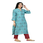 Lagi Women's Turquoise Blue Printed Straight Kurta & Pant (MC41A) | Grab2Buy