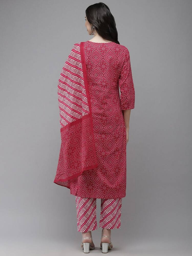 Yufta Women Pink Embroidered Regular Kurta with Palazzo & With Dupatta | Grab2Buy