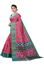 Vamika Pink & Green Linen Jari Border Saree (JANKI PINK) | Grab2Buy
