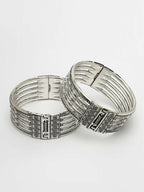 NVR Women's Silver-Toned German Silver Oxidised Kada Bangle | Grab2Buy