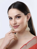 NVR Women Gold-Polished Handcrafted Kundan Jhumka Earrings | Grab2Buy