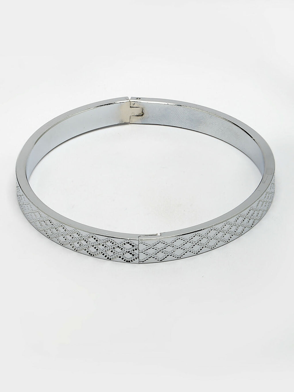 NVR Men's Silver-Plated Stainless Steel Kada Bracelet