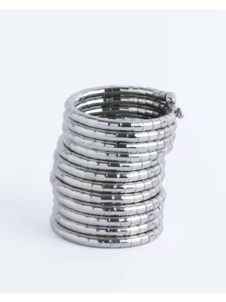 NVR Women Handmade Silver Plated Spiral Bangle | Grab2Buy