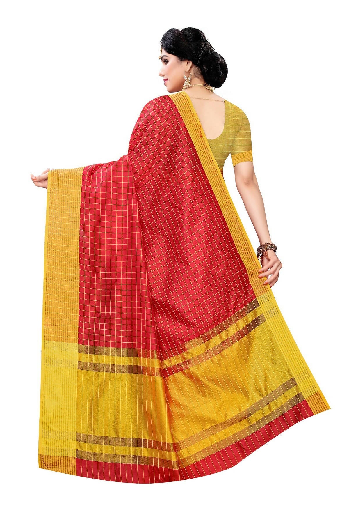 Vamika Red Cotton Silk Weaving Saree (Manipuri Red) | Grab2Buy