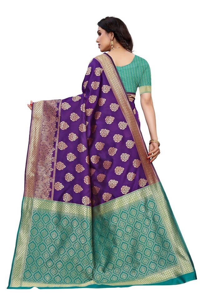 Vamika Banarasi Jacquard Weaving Purple Saree (Dangal Purple) | Grab2Buy