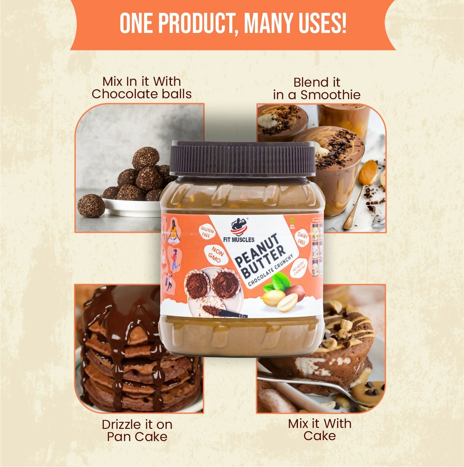 Fit Muscles Original Classic Peanut Butter Crunchy - with Rich Protein | Grab2Buy