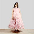 Pink Cow Fashions Old Rose Gown With Frill Ghera | Grab2Buy