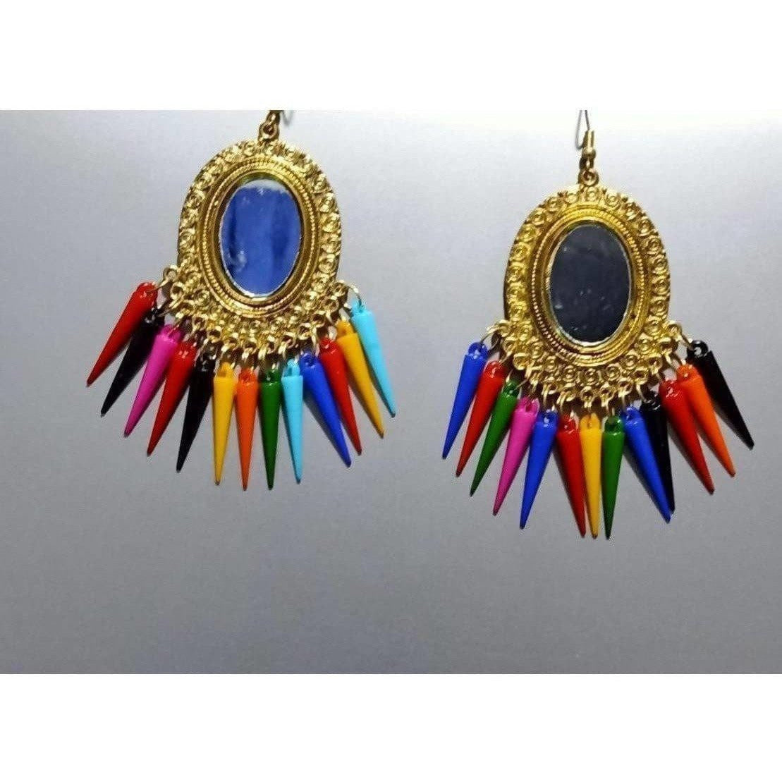 MS Fashion India Handmade Oxidized Brass Drops Gold Color Tassel Earrings | Grab2Buy