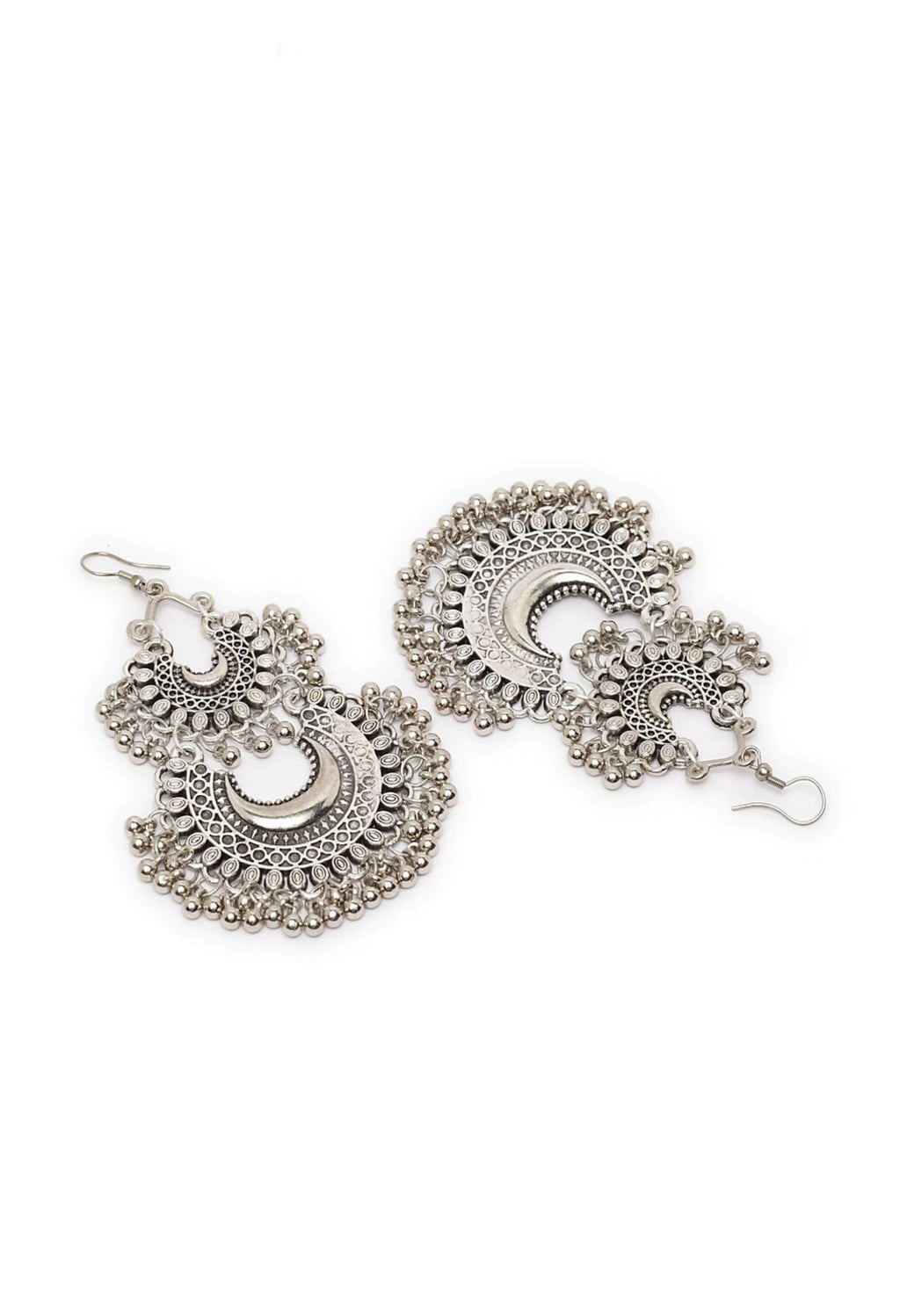 Mominos Fashion Johar Kamal Silver-Plated Chandbali Earrings For Women | Grab2Buy