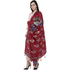 A R Silk Silk Peacock Multi Fancy Dupatta Color Mehroon Dupatta or Chunni | Grab2Buy
