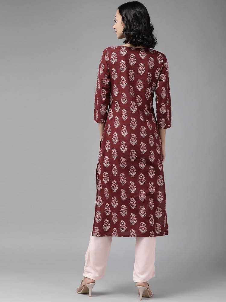 Yufta wine And beby pink Kurta And Palazzo Set | Grab2Buy