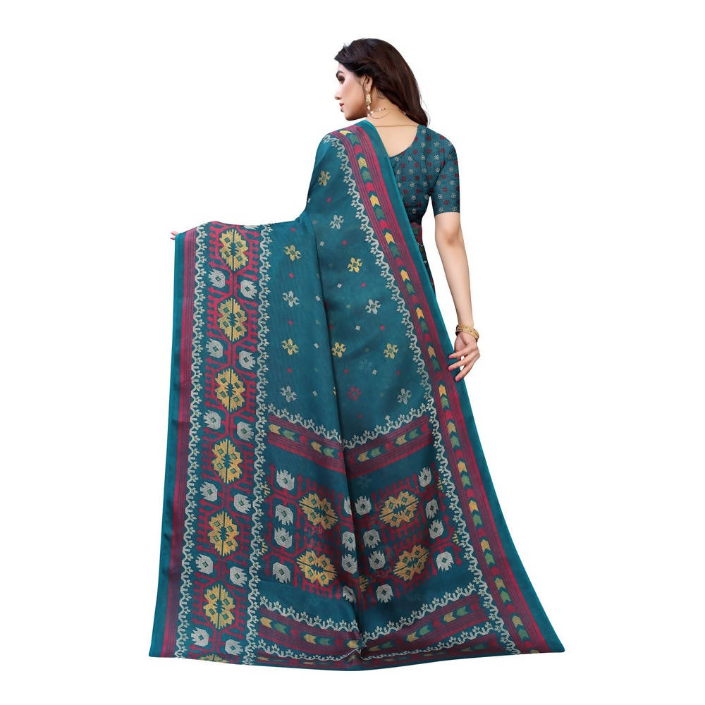 Vamika Printed Jute Silk Green Saree (Namita Green) | Grab2Buy