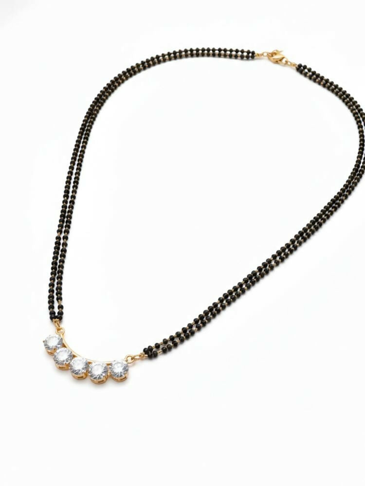 NVR Women Gold Plated Black Beaded Mangalsutra | Grab2Buy