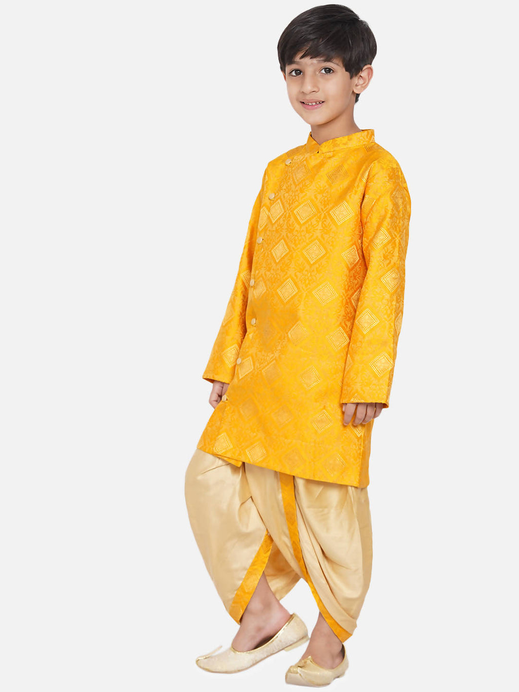 Little Bansi Boys Angrakha Kurta with Dhoti Royal yellow | Grab2Buy