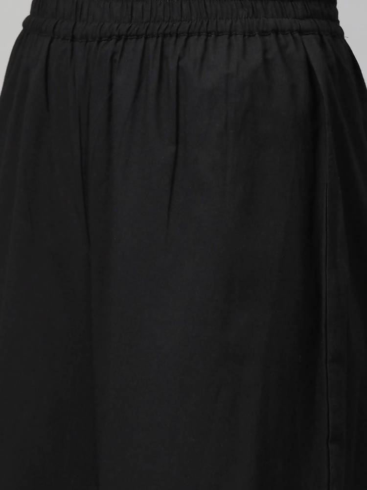 Yufta Women Black & Golden Solid Kurta with Palazzo & Dupatta | Grab2Buy