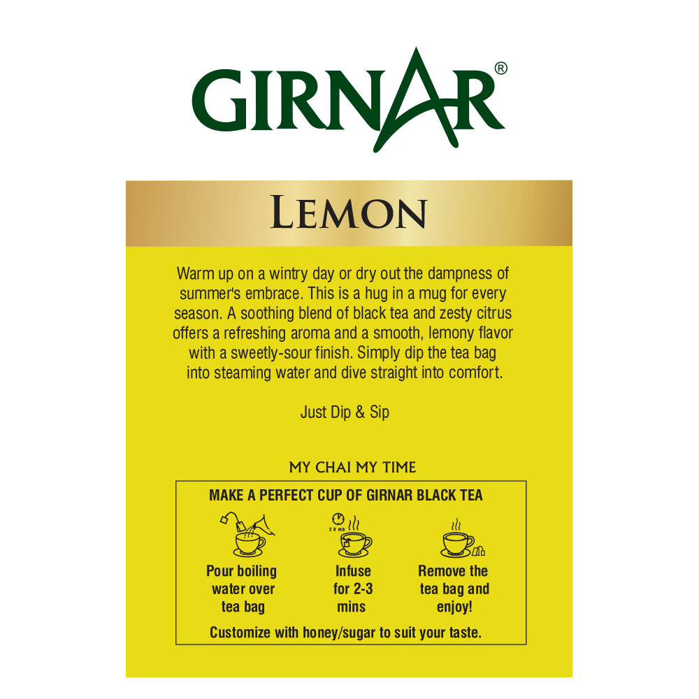 Girnar Black Tea Bags - Lemon | Grab2Buy