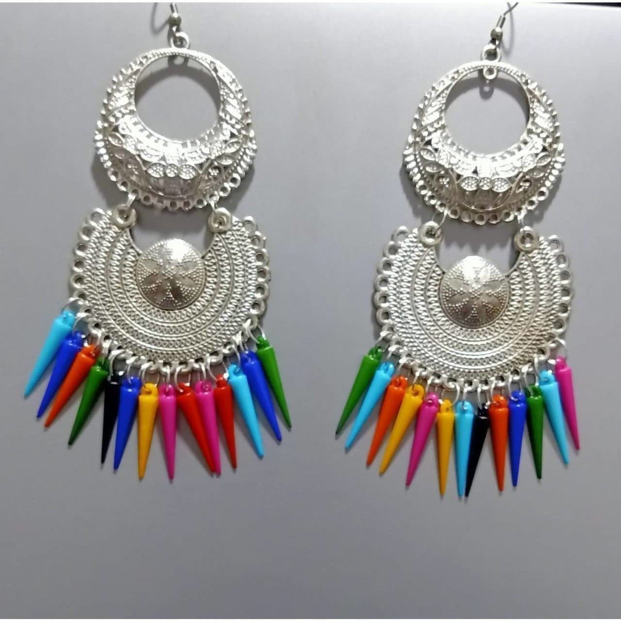 MS Fashion India Silver Oxidized Fashion Chandali Afghani Hanging Earrings | Grab2Buy