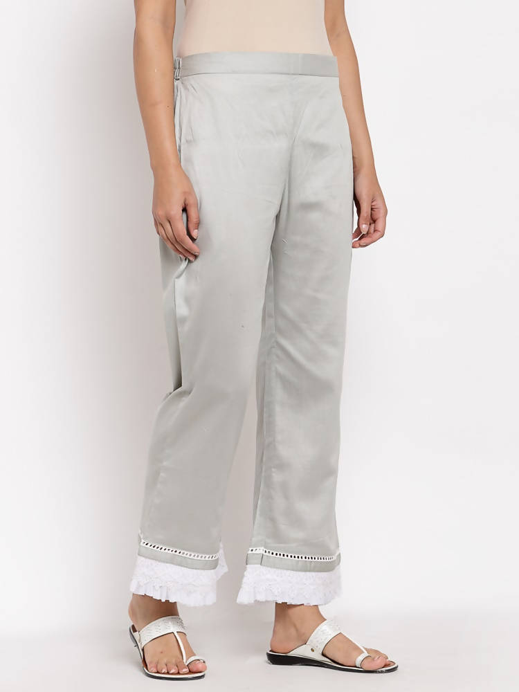 Myshka Beautiful Women's Grey Cotton Solid Casual Trouser | Grab2Buy