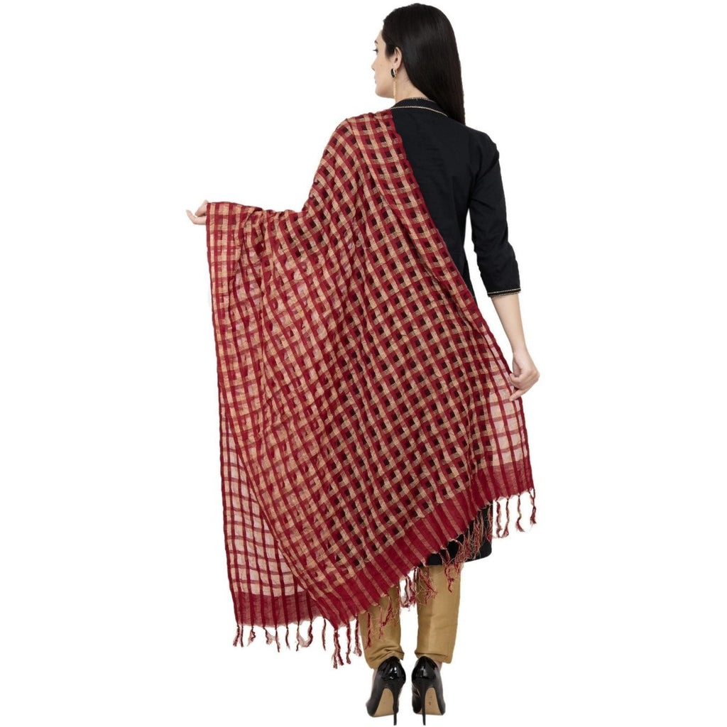 A R Silk Golder Box Regular Dupatta Color Mehroon Dupatta or Chunni | Grab2Buy