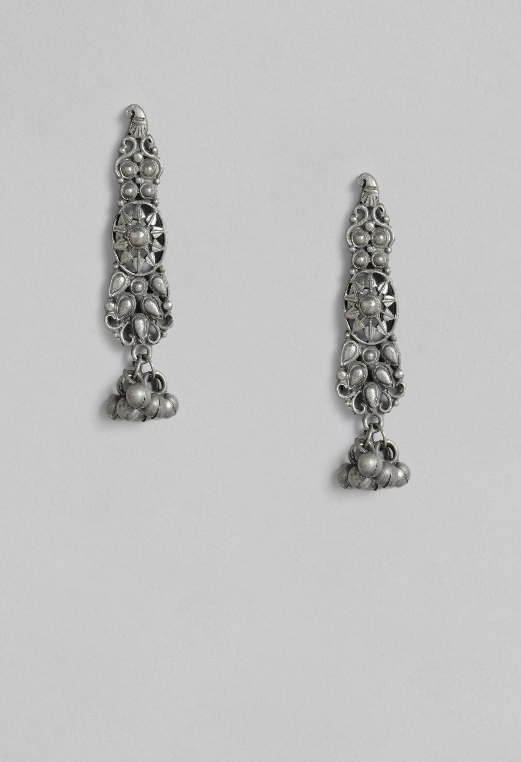 Mominos Fashion Johar Kamal Oxidised Silver-Plated Brass Finish Temple Jewellery with Earrings For Women | Grab2Buy