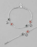 VOJ Set of 2 Traditional Flower Shaped Designer Anklet | Grab2Buy