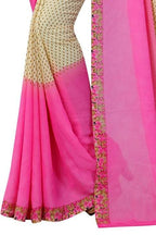 Vamika Pink and White Georgette Printed Contemporary Saree (PADING PINK) | Grab2Buy
