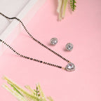 AanyaCentric Gold-Polished Mangalsutra with Pendant, 2 Pair Earrings | Grab2Buy