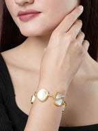 NVR Women's Gold-Polished Handcrafted Mother of Pearl Link Bracelet | Grab2Buy