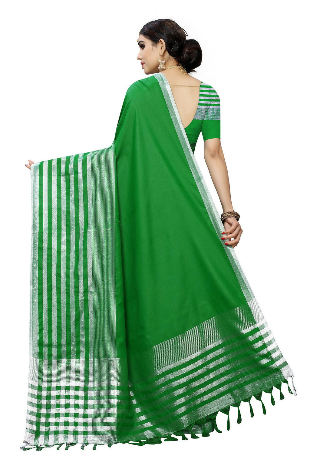 Vamika Green Cotton Silk Weaving Saree (Twitter Green) | Grab2Buy