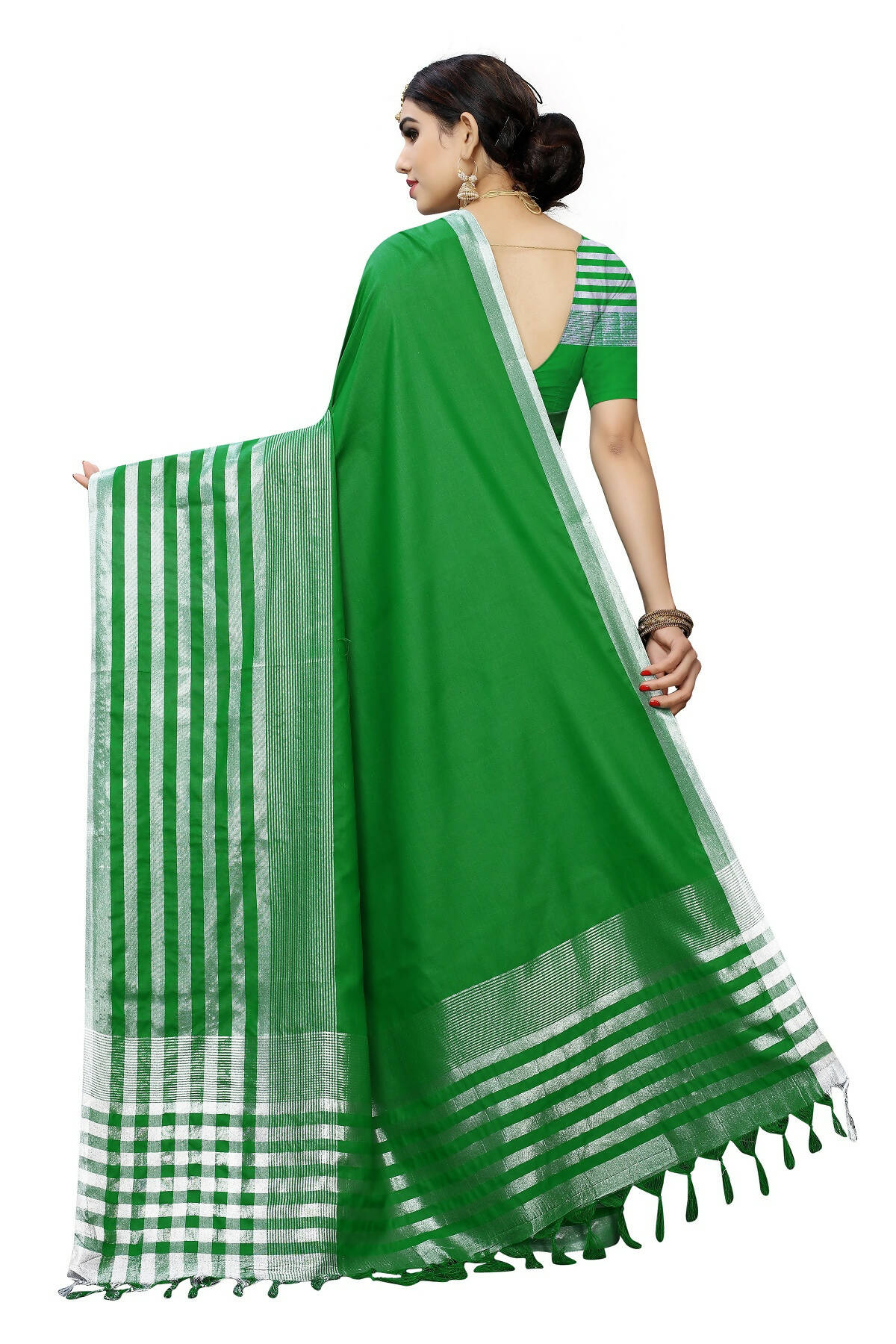Vamika Green Cotton Silk Weaving Saree (Twitter Green) | Grab2Buy