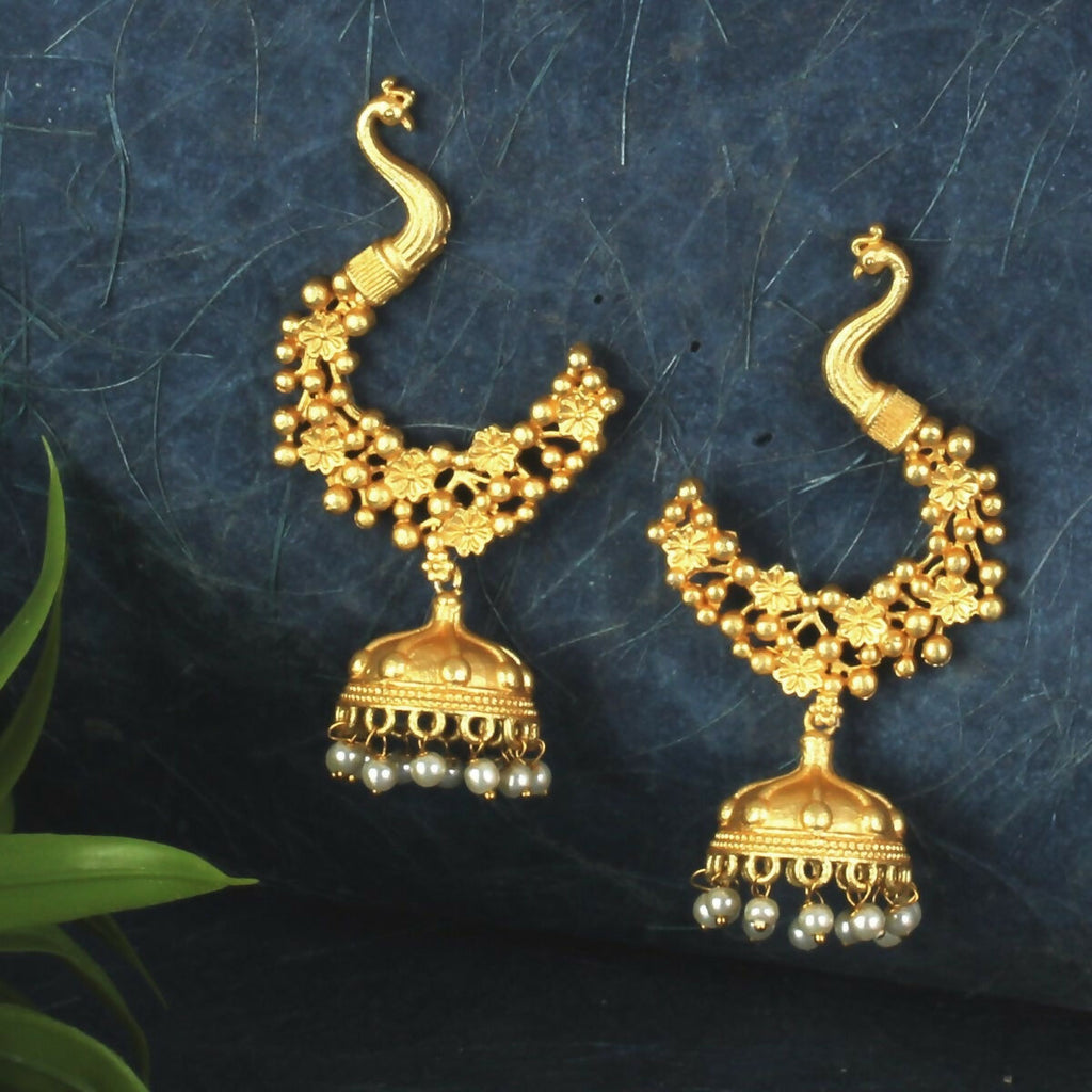 Joban Fashion Women Matte Gold Brass Jhumka | Grab2Buy