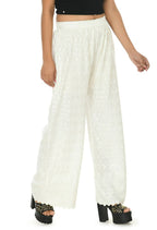 Mominos Fashion Moeza Reyon Cotton White Color Chikan Work Palazzo | Grab2Buy