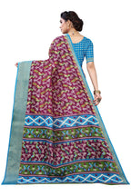 Vamika Purple and Blue Linen Jari Border Saree Online At Low Price | Grab2Buy