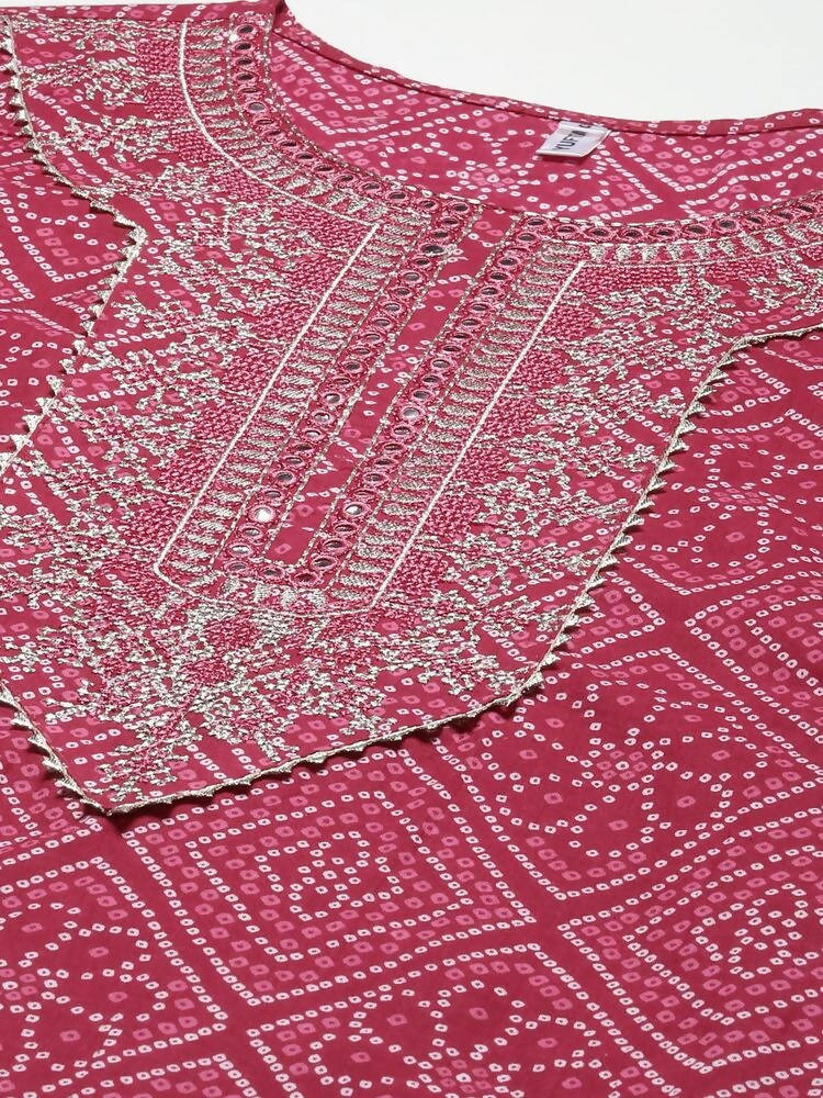 Yufta Women Pink Embroidered Regular Kurta with Palazzo & With Dupatta | Grab2Buy
