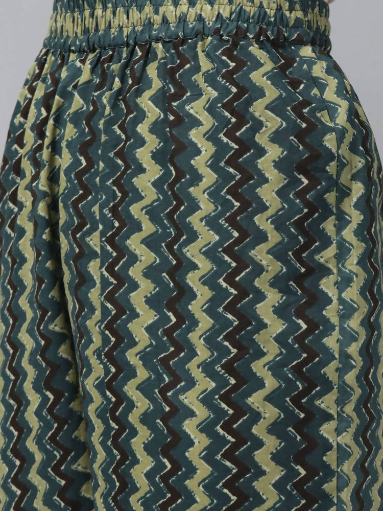 Yufta Women Teal and Beige Floral Dyed Pure Cotton Kurta with Palazzo and Dupatta | Grab2Buy