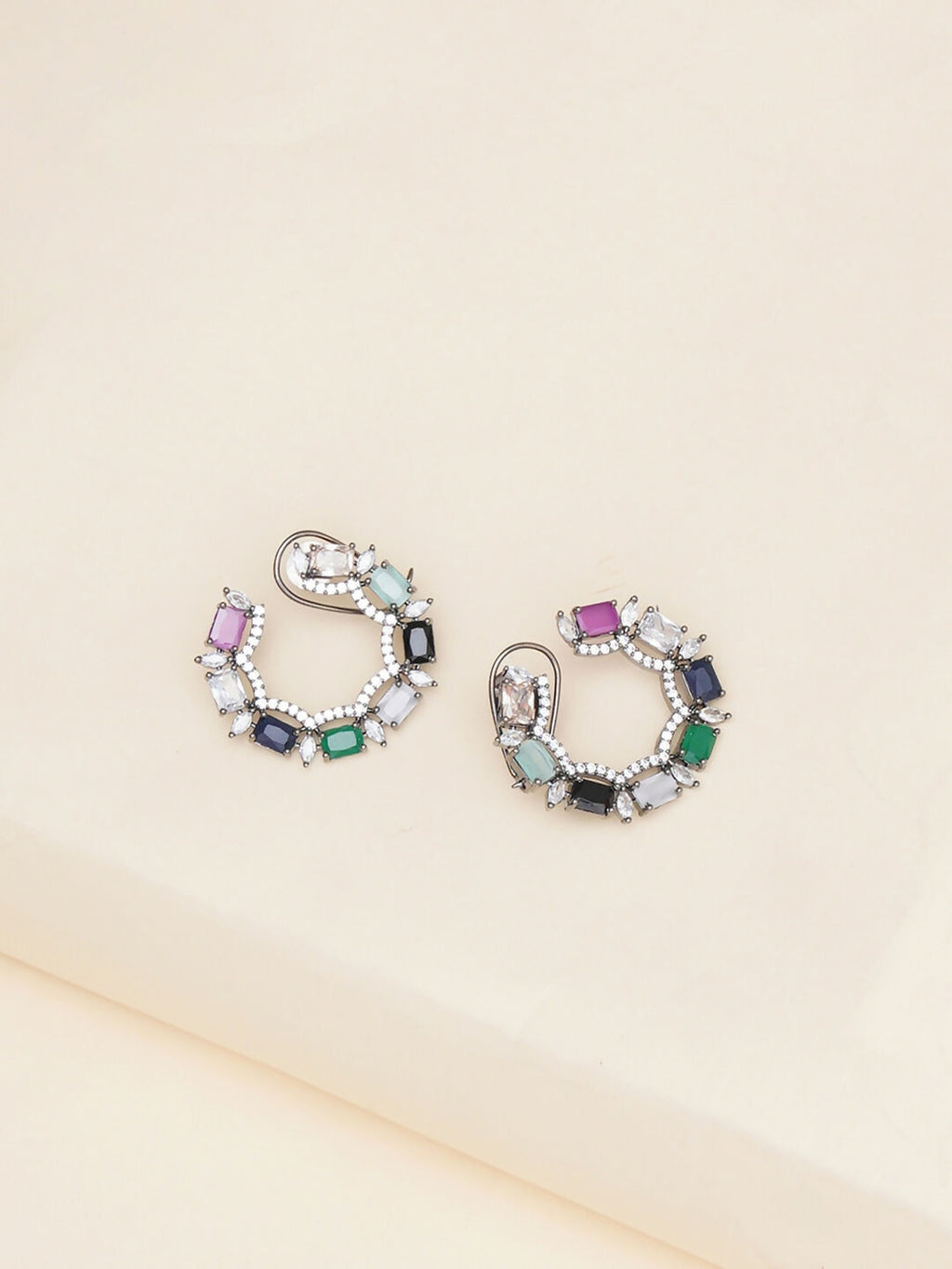 Multi Silver Stud Earrings- Ruby Raang | Grab2Buy