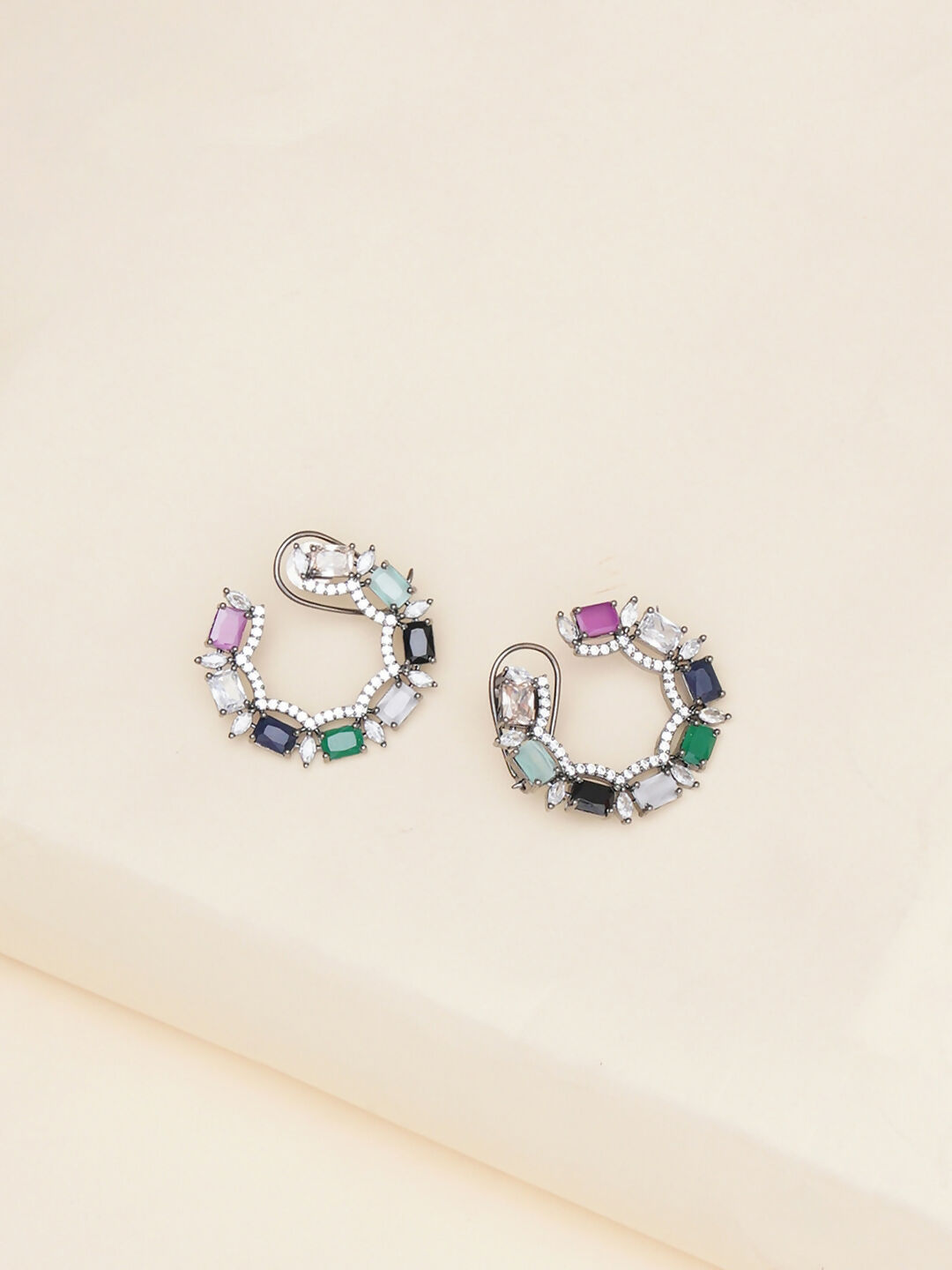 Multi Silver Stud Earrings- Ruby Raang | Grab2Buy