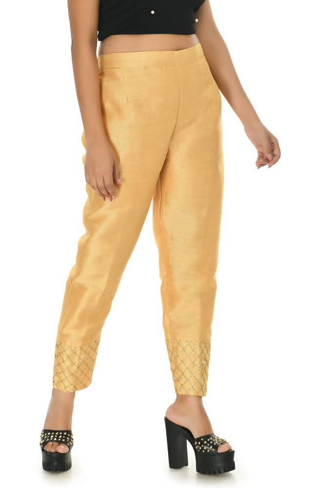 Mominos Fashion Moeza Silk Golden Color Pant | Grab2Buy