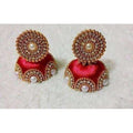 Red Color Jhumki with Beads Earrings | Grab2Buy