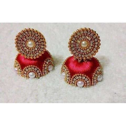 Red Color Jhumki with Beads Earrings | Grab2Buy