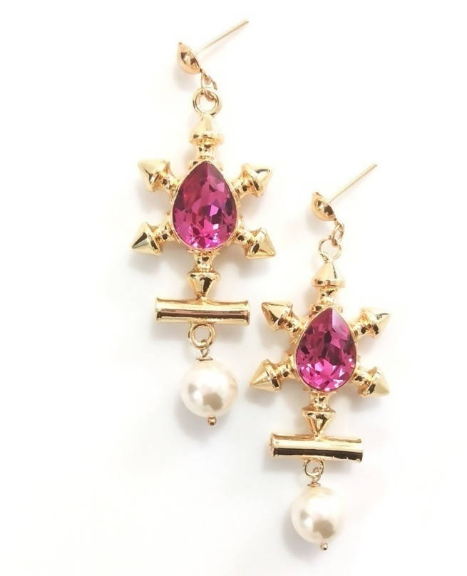 Bling Accessories Swarovski Fuchsia Earrings | Grab2Buy