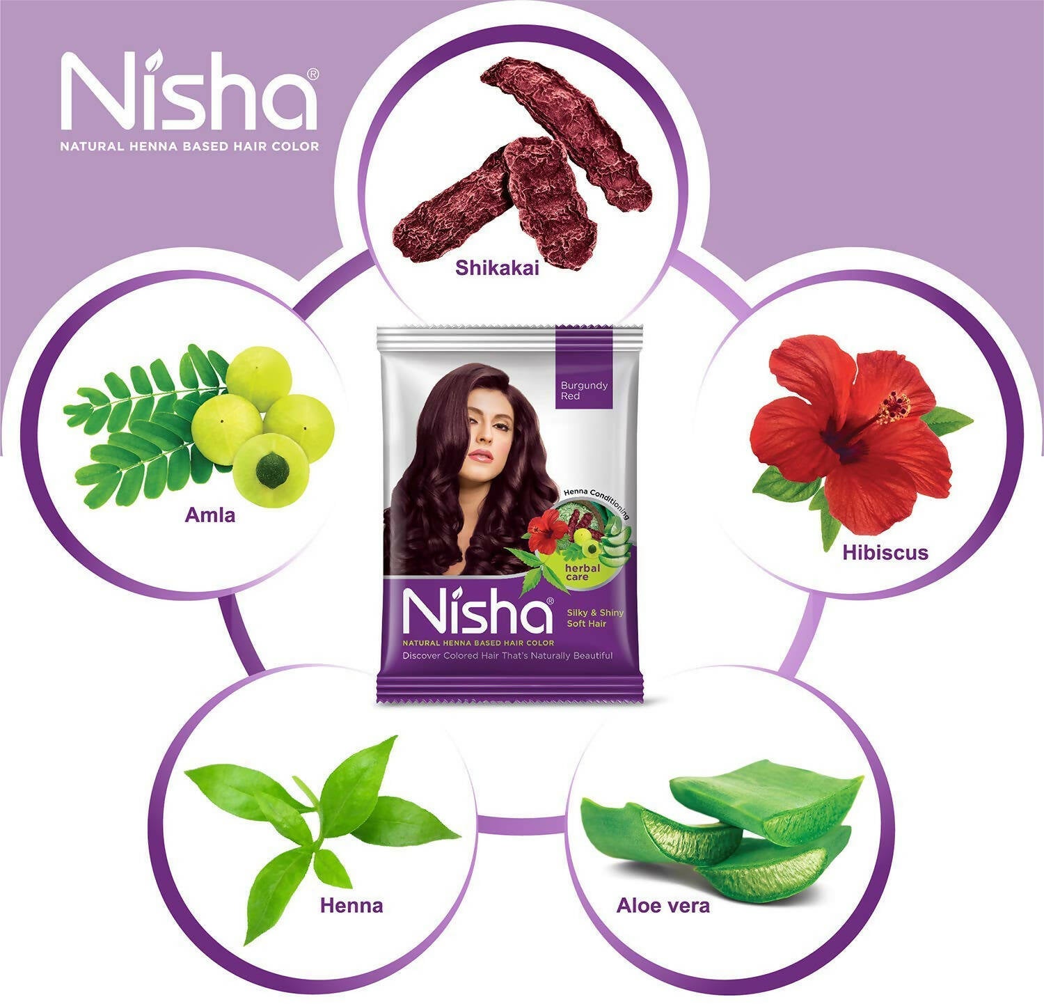 Nisha Natural Henna Based Hair Color Burgundy Red | Grab2Buy